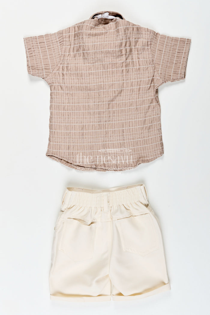 The Nesavu Boys Casual Set Toddler Boys Summer Outfit with Bow Tie for Family Functions Nesavu Nesavu toddler boys casual outfit bow tie shirt family outings summer events