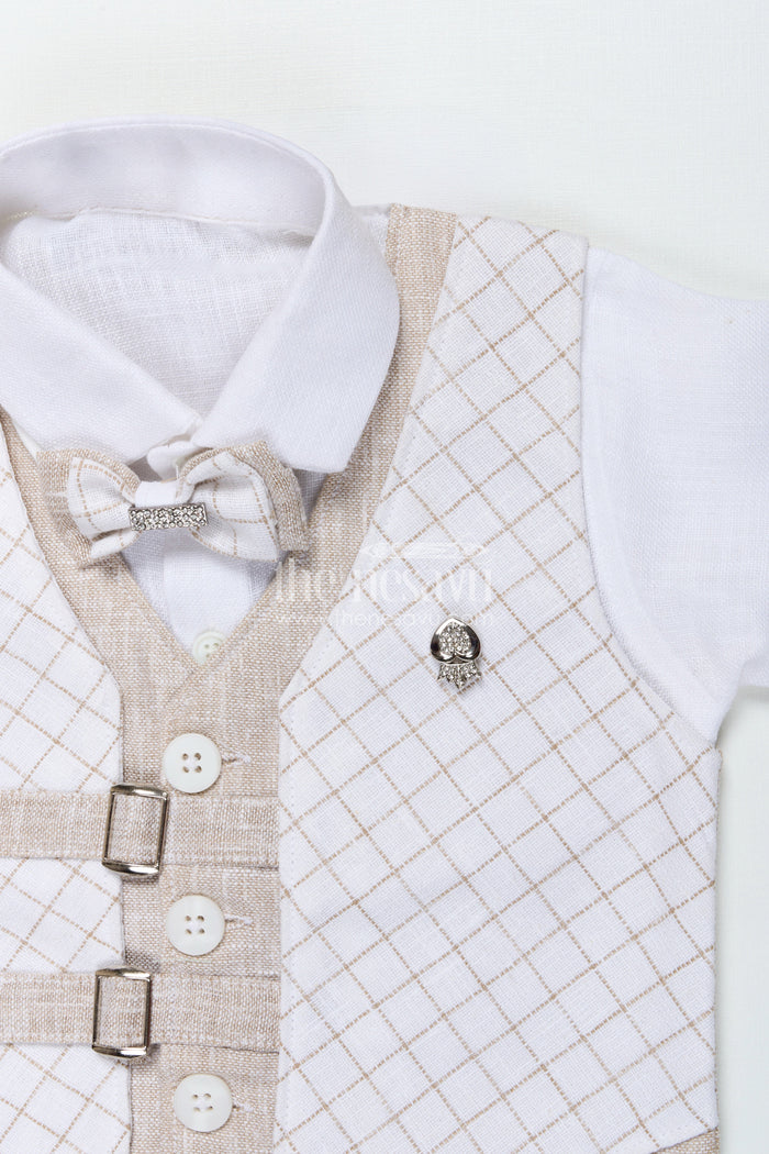 The Nesavu Boys Casual Set Toddler Boys Waistcoat Set for Birthdays and Special Occasions Nesavu Nesavu toddler boys waistcoat set in cotton for birthday parties and formal celebrations