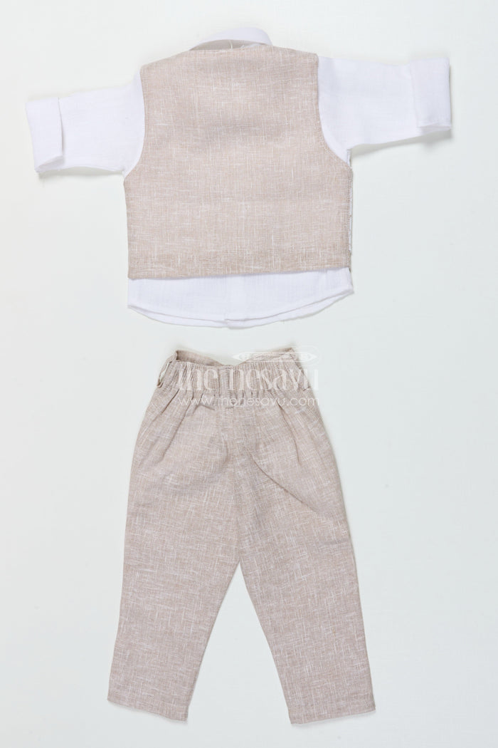 The Nesavu Boys Casual Set Toddler Boys Waistcoat Set for Birthdays and Special Occasions Nesavu Nesavu toddler boys waistcoat set in cotton for birthday parties and formal celebrations