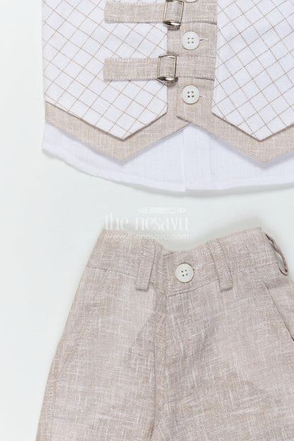 The Nesavu Boys Casual Set Toddler Boys Waistcoat Set for Birthdays and Special Occasions Nesavu Nesavu toddler boys waistcoat set in cotton for birthday parties and formal celebrations