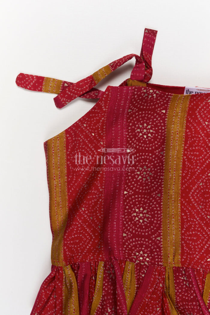 The Nesavu Girls Co-Ord Sets Toddler Girl Co-ord Set in Modal Silk for Festive and Cultural Wear Nesavu Nesavu toddler girl modal silk co-ord set with ethnic prints for Diwali and family events
