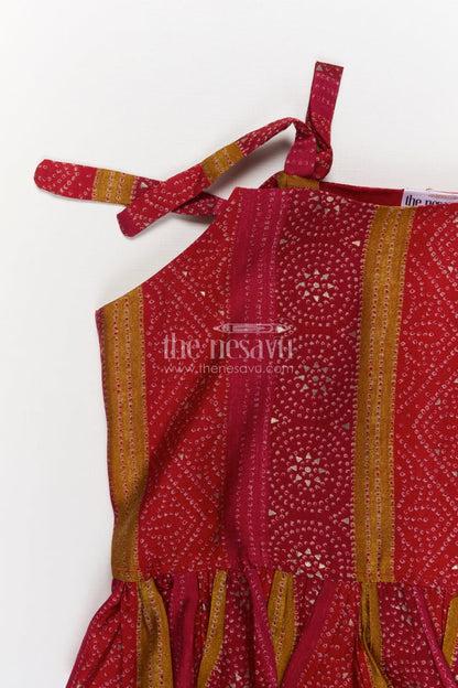 The Nesavu Girls Co-Ord Sets Toddler Girl Co-ord Set in Modal Silk for Festive and Cultural Wear Nesavu Nesavu toddler girl modal silk co-ord set with ethnic prints for Diwali and family events