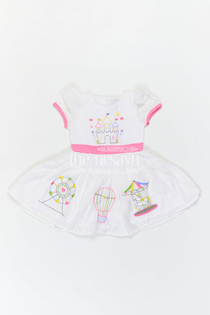 The Nesavu Girls Cotton Frock Toddler Girl Cotton Dress for Outings and Playtime Comfort Nesavu Nesavu Toddler Girl Cotton Dress For Outings And Playtime With Breathable Fabric And Soft Thread Embroidery