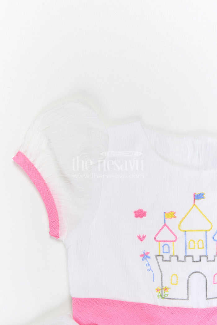 The Nesavu Girls Cotton Frock Toddler Girl Cotton Dress for Outings and Playtime Comfort Nesavu Nesavu Toddler Girl Cotton Dress For Outings And Playtime With Breathable Fabric And Soft Thread Embroidery