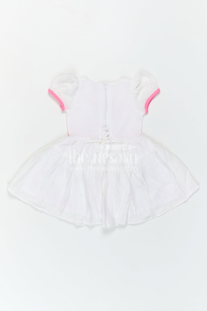 The Nesavu Girls Cotton Frock Toddler Girl Cotton Dress for Outings and Playtime Comfort Nesavu Nesavu Toddler Girl Cotton Dress For Outings And Playtime With Breathable Fabric And Soft Thread Embroidery