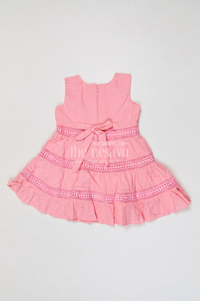 The Nesavu Girls Cotton Frock Toddler Girl Cotton Frock for Birthdays and Family Outings Nesavu Nesavu toddler girl cotton frock for birthday parties and special occasions with layered ruffle design