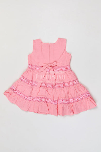 The Nesavu Girls Cotton Frock Toddler Girl Cotton Frock for Birthdays and Family Outings Nesavu Nesavu toddler girl cotton frock for birthday parties and special occasions with layered ruffle design