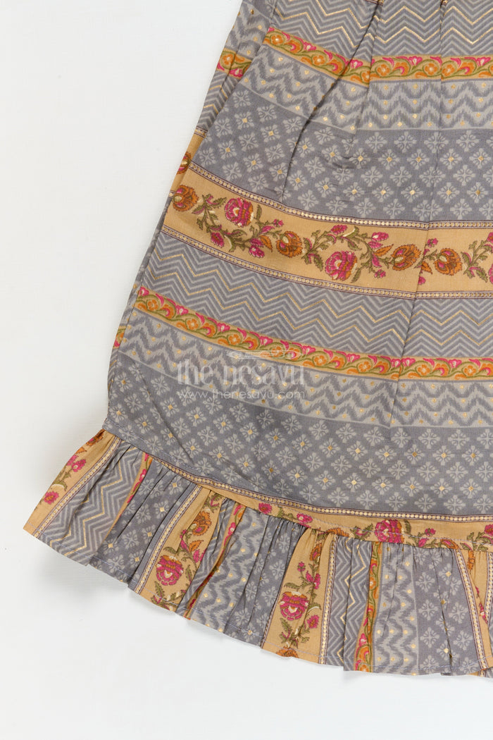 The Nesavu Girls Cotton Frock Toddler Girl Cotton Frock for Festive Gatherings and Day Events Nesavu Nesavu toddler girl cotton frock with embroidery and print for school ethnic day or parties