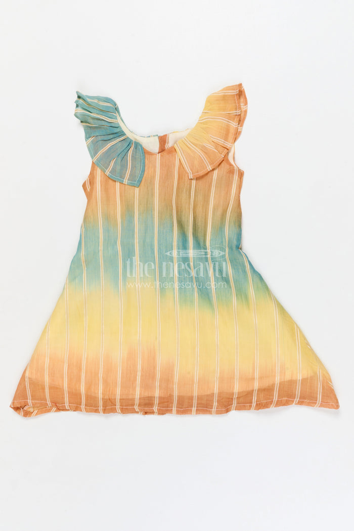 The Nesavu Girls Cotton Frock Toddler Girl Cotton Frock for Travel and Everyday Summer Wear Nesavu 18 (2Y) / Multicolor / Cotton GFC2078A-18 Nesavu toddler girl cotton frock with ombré effect for summer travel and everyday outings