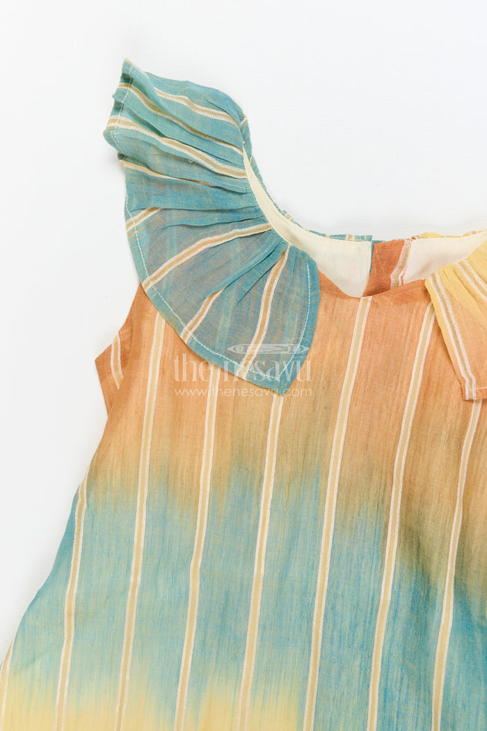 The Nesavu Girls Cotton Frock Toddler Girl Cotton Frock for Travel and Everyday Summer Wear Nesavu Nesavu toddler girl cotton frock with ombré effect for summer travel and everyday outings