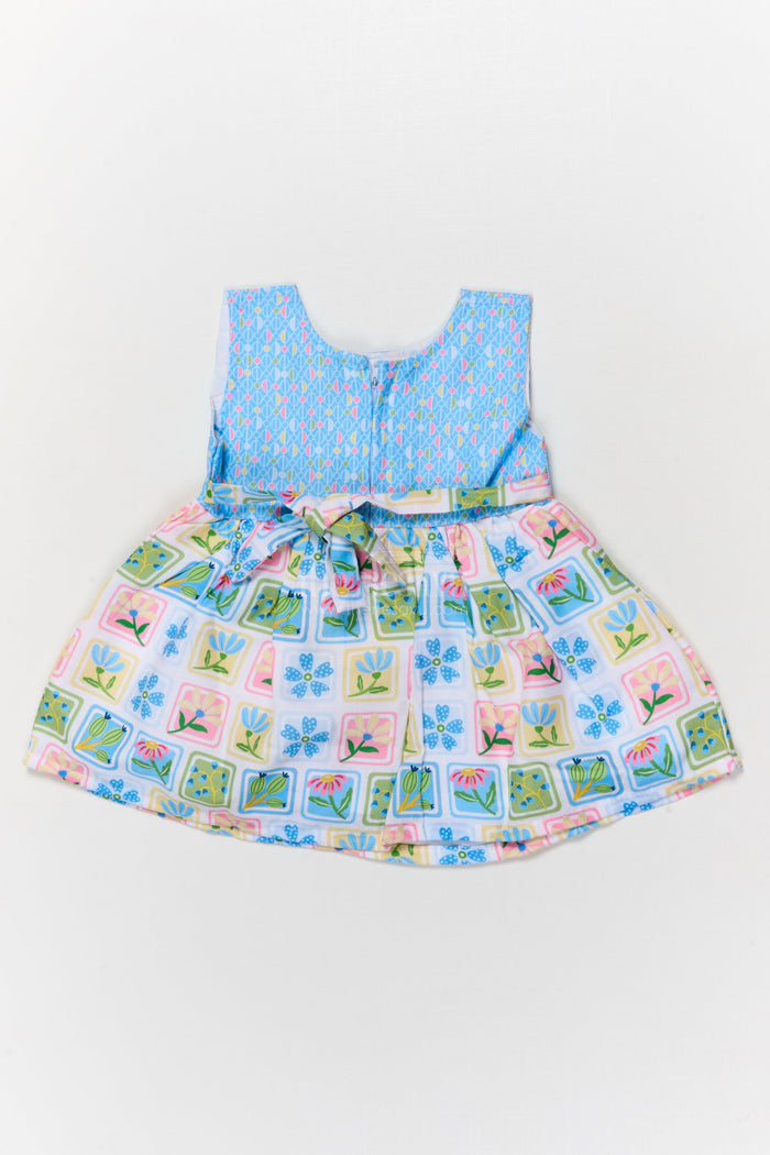The Nesavu Baby Cotton Frocks Toddler Girl Cotton Frock with Cartoon Characters and Fruits Digital Print Nesavu Nesavu toddler girl digital print cotton frock with fruits and cartoon characters