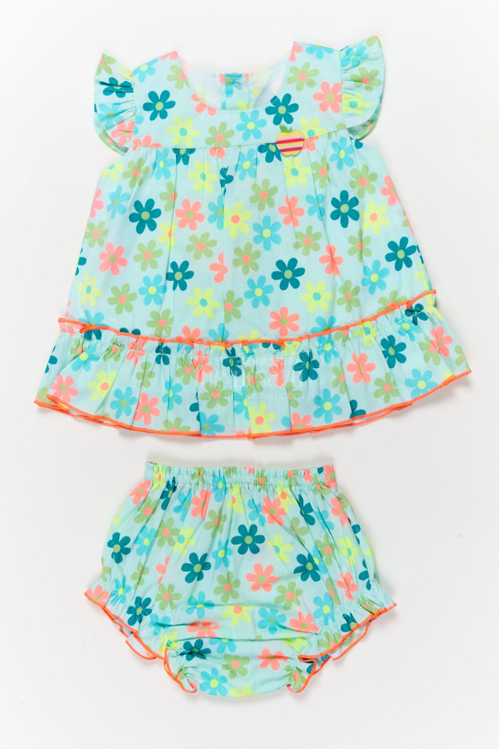 The Nesavu Baby Cotton Frocks Toddler Girl Cotton Frock with Digital Print and Bloomers for Playtime Nesavu 12 (3M) / Multicolor BFJ882B-12 Nesavu toddler girl cotton frock with digital print and bloomers for playdates and summer fun