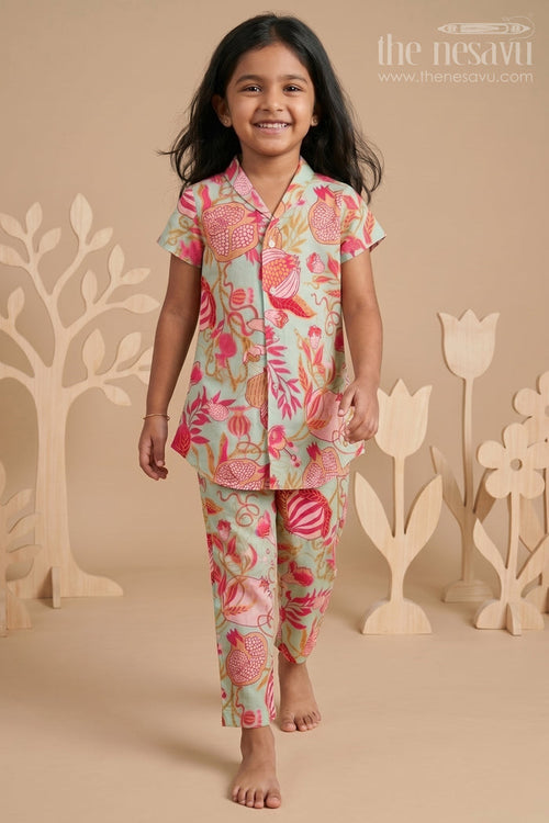 The Nesavu Girls Co-Ord Sets Toddler Girl Crepe Co-ord Set with Digital Print for Cultural Wear Nesavu 16 (1Y) / Multicolor GPS919A-16 Nesavu toddler girl crepe co-ord set with floral digital print for casual festive styling