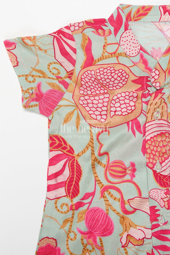 The Nesavu Girls Co-Ord Sets Toddler Girl Crepe Co-ord Set with Digital Print for Cultural Wear Nesavu Nesavu toddler girl crepe co-ord set with floral digital print for casual festive styling