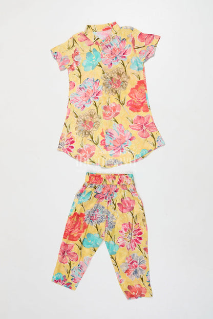 The Nesavu Girls Co-Ord Sets Toddler Girl Crepe Co-ord Set with Peplum Top for Festive Outings Nesavu 16 (1Y) / Multicolor GPS920B-16 Nesavu toddler girl crepe co-ord set with peplum top and digital prints for ethnic celebrations