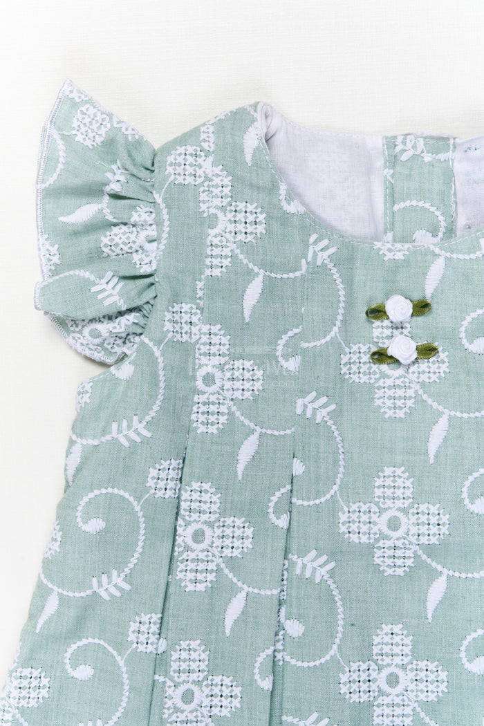 The Nesavu Baby Cotton Frocks Toddler Girl Embroidered Frock Set with Bloomers for Summer Days Nesavu Nesavu toddler girl cotton frock set with thread embroidery and bloomers for casual summer wear