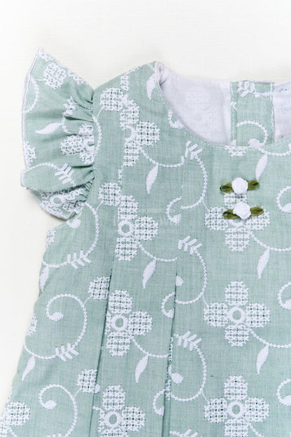 The Nesavu Baby Cotton Frocks Toddler Girl Embroidered Frock Set with Bloomers for Summer Days Nesavu Nesavu toddler girl cotton frock set with thread embroidery and bloomers for casual summer wear