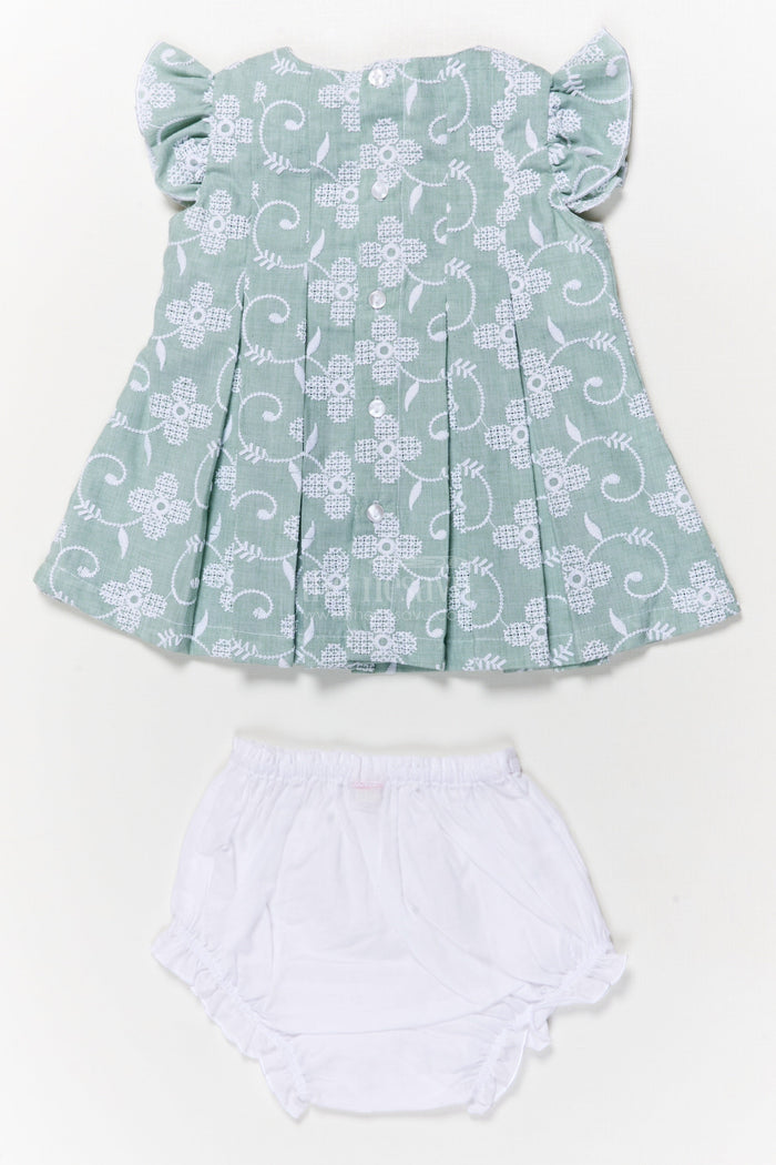 The Nesavu Baby Cotton Frocks Toddler Girl Embroidered Frock Set with Bloomers for Summer Days Nesavu Nesavu toddler girl cotton frock set with thread embroidery and bloomers for casual summer wear