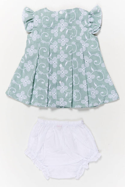 The Nesavu Baby Cotton Frocks Toddler Girl Embroidered Frock Set with Bloomers for Summer Days Nesavu Nesavu toddler girl cotton frock set with thread embroidery and bloomers for casual summer wear
