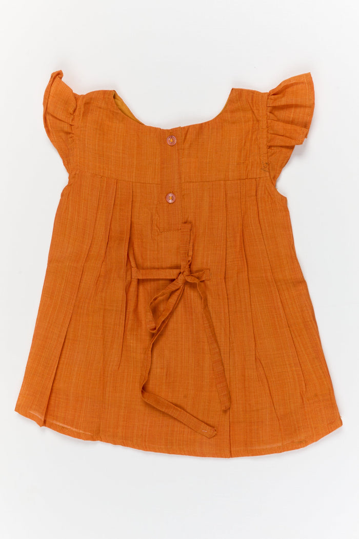 The Nesavu Girls Chanderi Frock Toddler Girl Festive Chanderi Frock with Embroidered Yoke for Casual Functions Nesavu Nesavu toddler girl chanderi cotton frock with lace yoke for poojas and traditional daywear