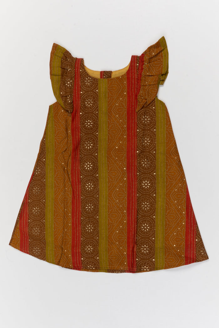 The Nesavu Girls Chanderi Frock Toddler Girl Festive Frock for Diwali and Wedding Season Nesavu 16 (1Y) / Multicolor / Chanderi GFC2098B-16 Nesavu toddler girl festive frock in multicolor Chanderi for Diwali and wedding celebrations