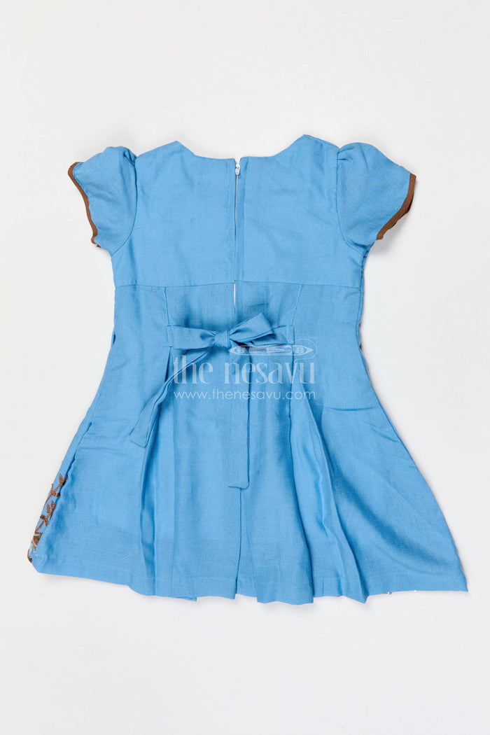The Nesavu Girls Cotton Frock Toddler Girl Frock for Birthday Celebrations and Family Functions Nesavu Nesavu toddler girl cotton crepe frock for birthday celebrations and festive occasions with thread embroidery
