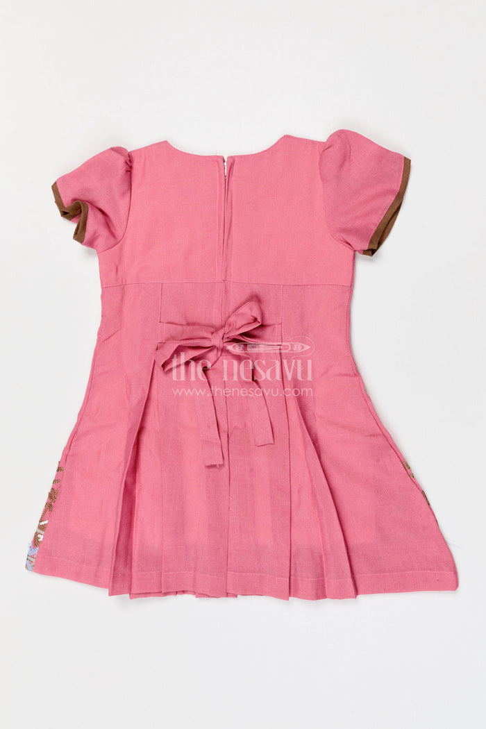 The Nesavu Girls Cotton Frock Toddler Girl Frock for Birthday Parties and Festive Outings Nesavu Nesavu toddler girl cotton crepe frock for birthday parties and festive outings with thread embroidery