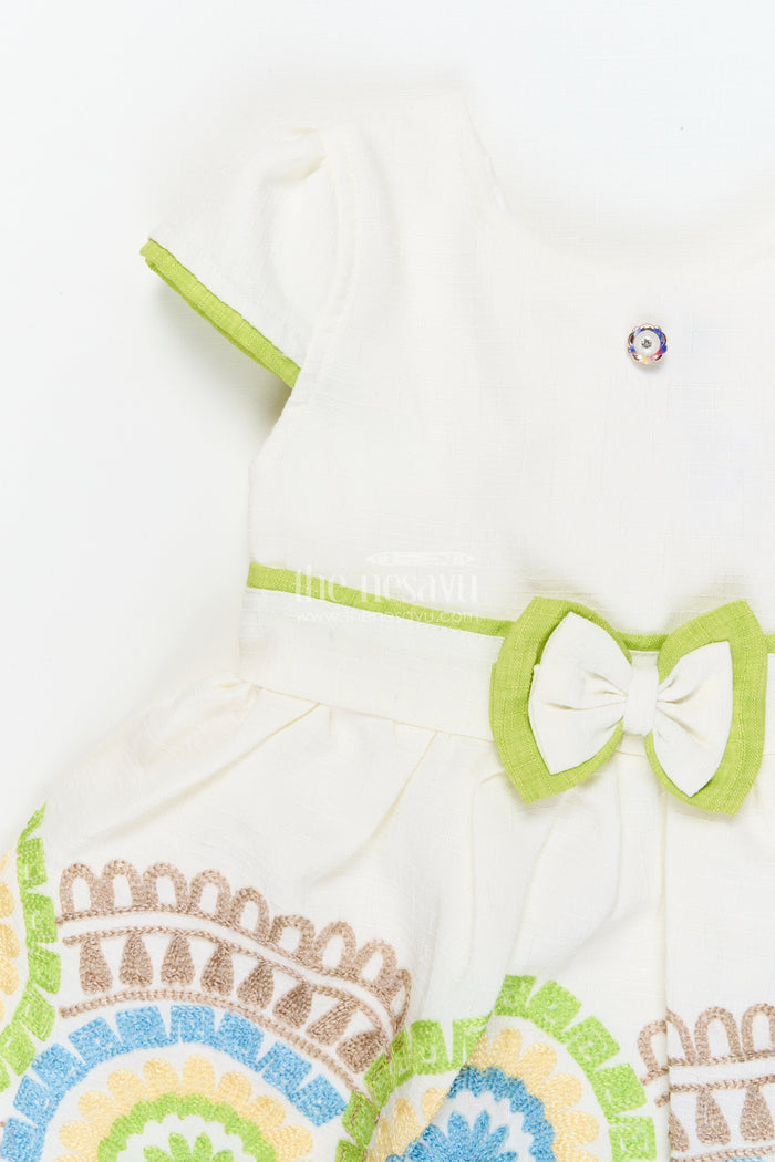 The Nesavu Girls Cotton Frock Toddler Girl Frock with Playful Embroidery for Birthdays and Casual Wear Nesavu Nesavu cotton embroidered frock for toddler girls – perfect for casual birthdays and playful outings