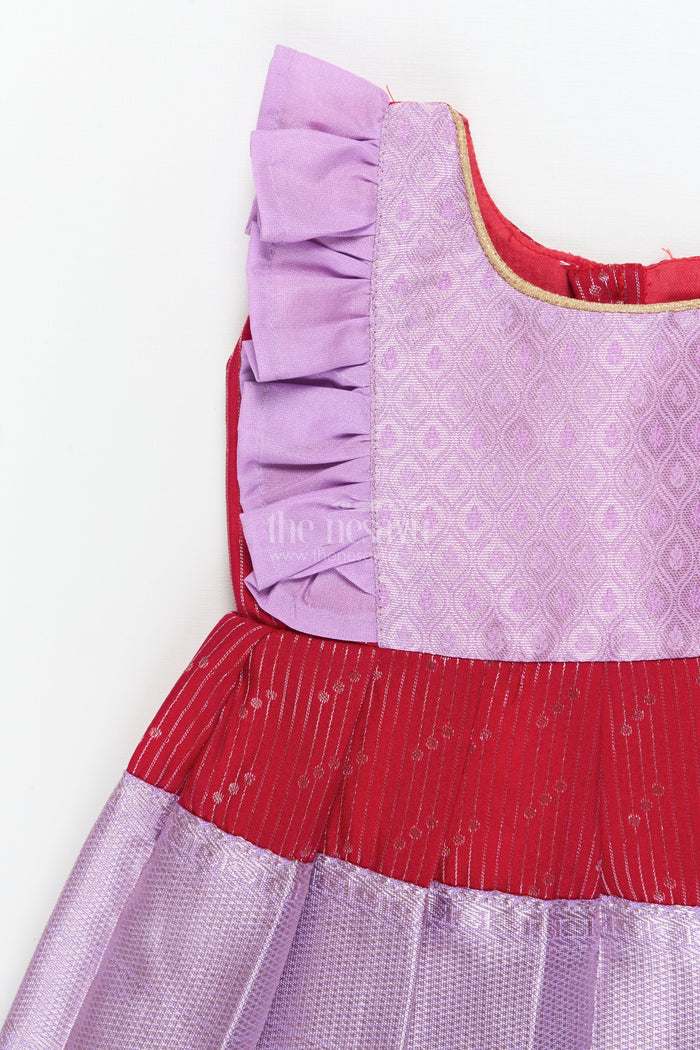The Nesavu Girls Kanchi Silk Frock Toddler Girl Kanchi Silk Frock for Weddings and Festive Occasions Nesavu Nesavu toddler girl Kanchi silk frock for festive functions and family wedding celebrations