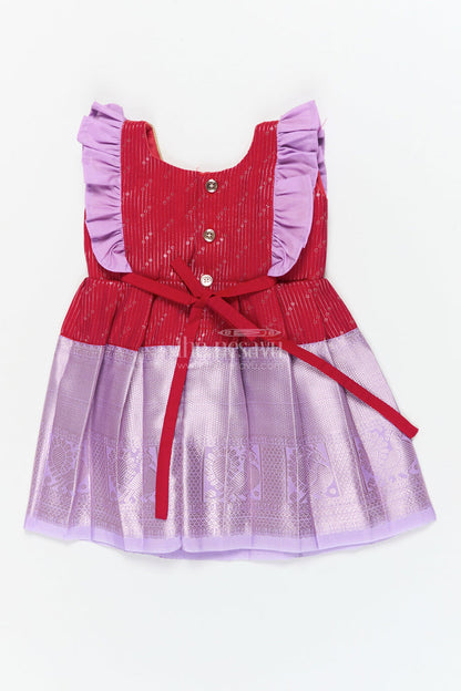 The Nesavu Girls Kanchi Silk Frock Toddler Girl Kanchi Silk Frock for Weddings and Festive Occasions Nesavu Nesavu toddler girl Kanchi silk frock for festive functions and family wedding celebrations