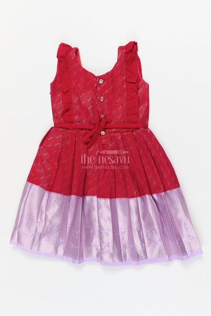 The Nesavu Girls Kanchi Silk Frock Toddler Girl Kanchi Silk Frock for Weddings and Festive Occasions Nesavu Nesavu toddler girl Kanchi silk frock for festive functions and family wedding celebrations