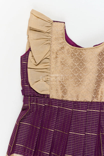 The Nesavu Girls Kanchi Silk Frock Toddler Girl Kanchi Silk Frock for Weddings and Traditional Day Celebrations Nesavu Nesavu toddler girl Kanchi silk frock for weddings, cultural events, and traditional school celebrations
