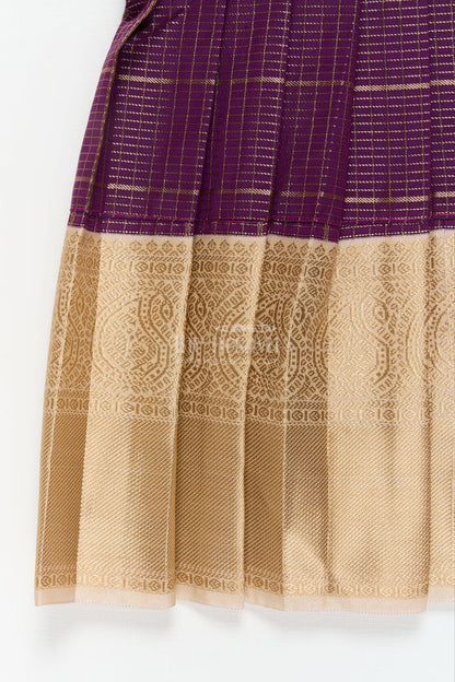 The Nesavu Girls Kanchi Silk Frock Toddler Girl Kanchi Silk Frock for Weddings and Traditional Day Celebrations Nesavu Nesavu toddler girl Kanchi silk frock for weddings, cultural events, and traditional school celebrations