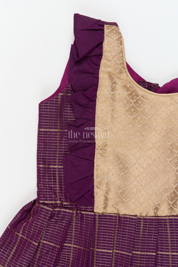 The Nesavu Girls Kanchi Silk Frock Toddler Girl Kanchi Silk Frock for Weddings and Traditional Day Celebrations Nesavu Nesavu toddler girl Kanchi silk frock for weddings, cultural events, and traditional school celebrations