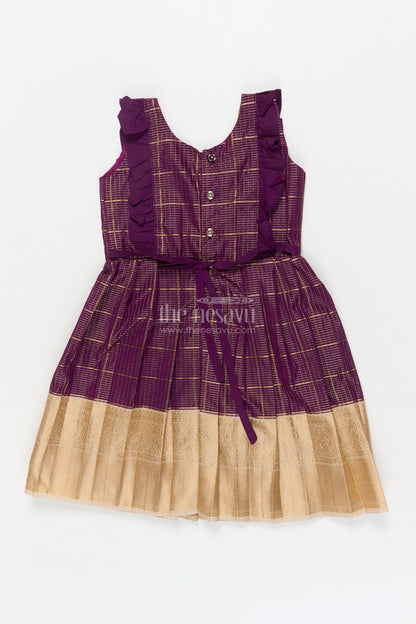 The Nesavu Girls Kanchi Silk Frock Toddler Girl Kanchi Silk Frock for Weddings and Traditional Day Celebrations Nesavu Nesavu toddler girl Kanchi silk frock for weddings, cultural events, and traditional school celebrations