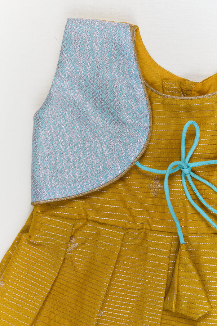 The Nesavu Girls Kanchi Silk Frock Toddler Girl Kanchipuram Silk Frock for Weddings and Festive Functions Nesavu Nesavu kanchipuram silk frock for toddler girls with pleats and festive jacket design