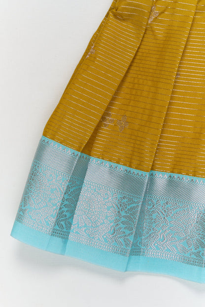 The Nesavu Girls Kanchi Silk Frock Toddler Girl Kanchipuram Silk Frock for Weddings and Festive Functions Nesavu Nesavu kanchipuram silk frock for toddler girls with pleats and festive jacket design