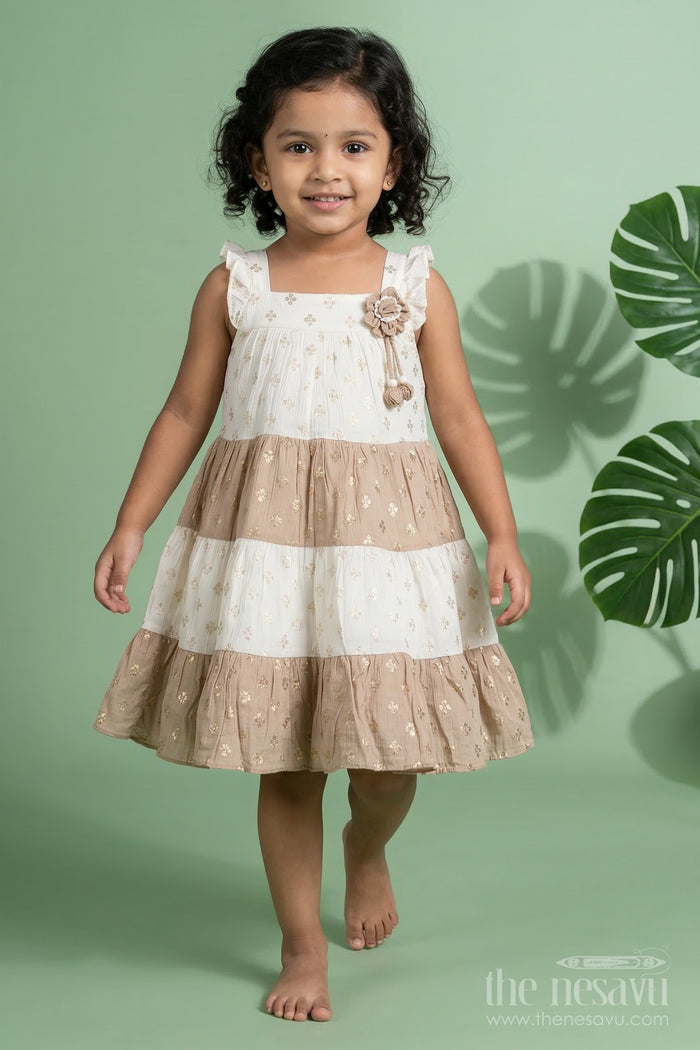 The Nesavu Girls Cotton Frock Toddler Girl Layered Frock for Festive Gatherings and Family Occasions Nesavu 20 (3Y) / Multicolor / Georgette GFC2117A-20 Nesavu toddler girl layered georgette frock with gold foil for festive occasions and birthdays