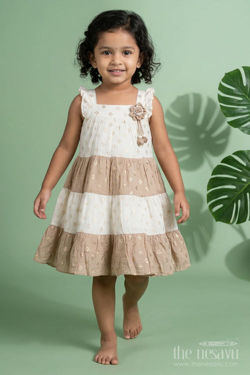The Nesavu Girls Cotton Frock Toddler Girl Layered Frock for Festive Gatherings and Family Occasions Nesavu 20 (3Y) / Multicolor / Georgette GFC2117A-20 Nesavu toddler girl layered georgette frock with gold foil for festive occasions and birthdays