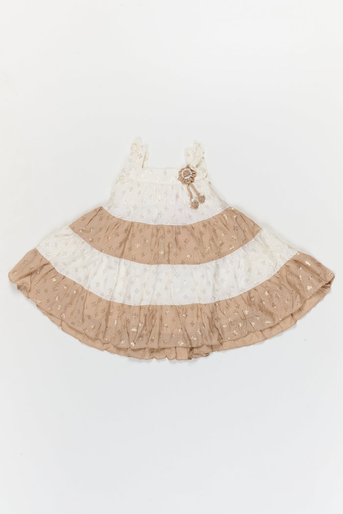 The Nesavu Girls Cotton Frock Toddler Girl Layered Frock for Festive Gatherings and Family Occasions Nesavu 20 (3Y) / Multicolor / Georgette GFC2117A-20 Nesavu toddler girl layered georgette frock with gold foil for festive occasions and birthdays