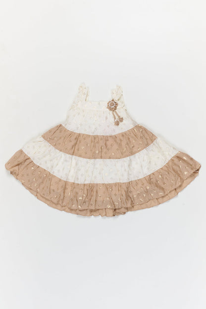 The Nesavu Girls Cotton Frock Toddler Girl Layered Frock for Festive Gatherings and Family Occasions Nesavu 20 (3Y) / Multicolor / Georgette GFC2117A-20 Nesavu toddler girl layered georgette frock with gold foil for festive occasions and birthdays