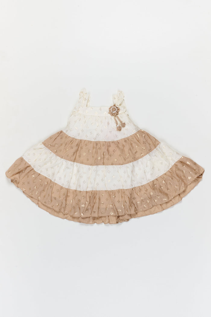 The Nesavu Girls Cotton Frock Toddler Girl Layered Frock for Festive Gatherings and Family Occasions Nesavu Nesavu toddler girl layered georgette frock with gold foil for festive occasions and birthdays