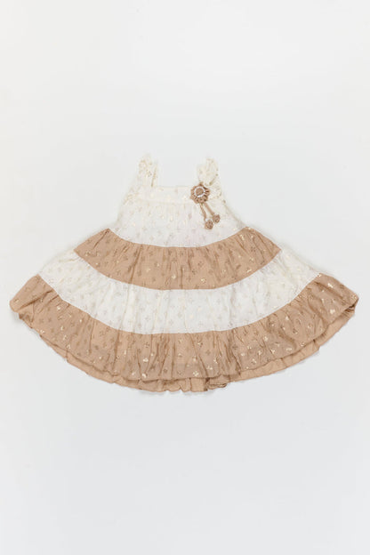 The Nesavu Girls Cotton Frock Toddler Girl Layered Frock for Festive Gatherings and Family Occasions Nesavu Nesavu toddler girl layered georgette frock with gold foil for festive occasions and birthdays