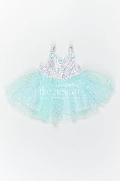 The Nesavu Girls Fancy Party Frock Toddler Girl Party Dress for Photoshoots and Evening Functions Nesavu Nesavu Toddler Girl Party Dress For Photoshoots And Evening Functions With Shimmer And Soft Net Flare