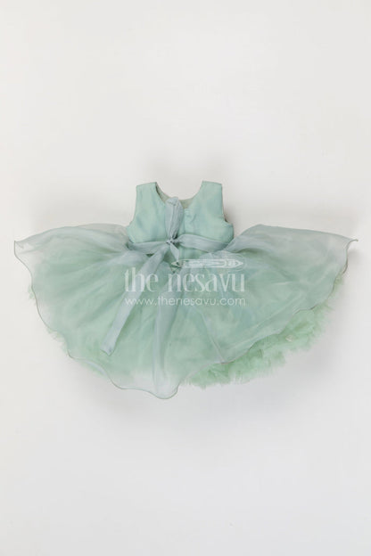 The Nesavu Girls Fancy Party Frock Toddler Girl Party Frock for Birthdays and Photoshoots Nesavu Nesavu toddler girl organza party frock for birthdays and photoshoots with floral detail and layered skirt