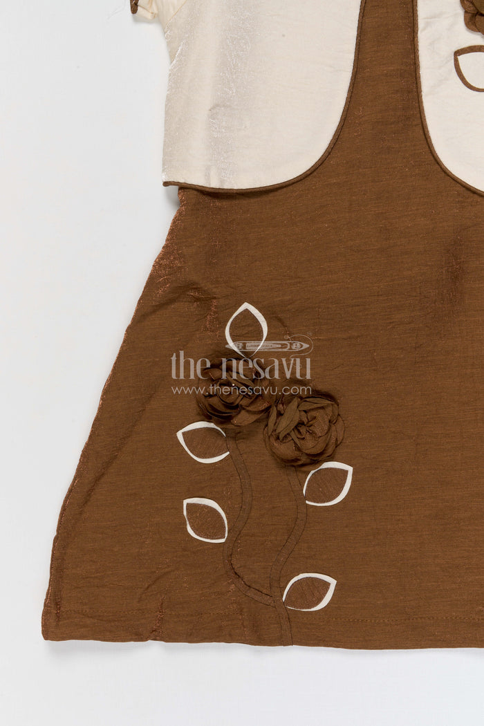 The Nesavu Girls Cotton Frock Toddler Girl Party Frock with Embellished Jacket for Special Occasions Nesavu Nesavu toddler girl georgette party frock with flower embellished jacket for birthdays and festive occasions