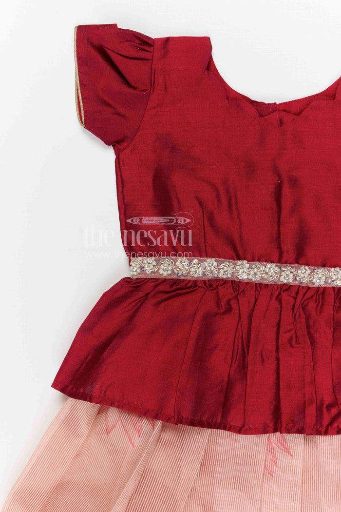 The Nesavu Pattu Pavadai Toddler Girl Pattu Pavadai for Traditional Functions and Festive Wear Nesavu Nesavu toddler girl pattu pavadai for festive wear and traditional functions with semi banaras silk comfort fit
