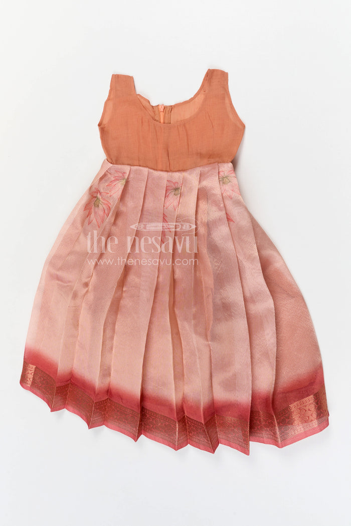The Nesavu Pattu Pavadai Toddler Girl Pattu Pavadai for Traditional Functions and Festive Wear Nesavu Nesavu toddler girl pattu pavadai for festive wear and traditional functions with semi banaras silk comfort fit