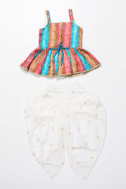 The Nesavu Girls Dothi Sets Toddler Girl Sharara Set for Birthday Celebrations and Festive Events Nesavu Nesavu toddler girl sharara set digital print embroidered tulip pants festive wear