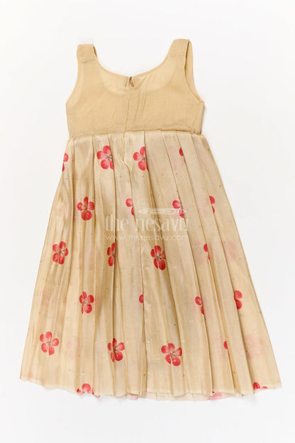 The Nesavu Pattu Pavadai Toddler Girl Traditional Pavadai Set for Special Ethnic Occasions Nesavu Nesavu toddler girl traditional pavadai set with digital print skirt and puff sleeve blouse